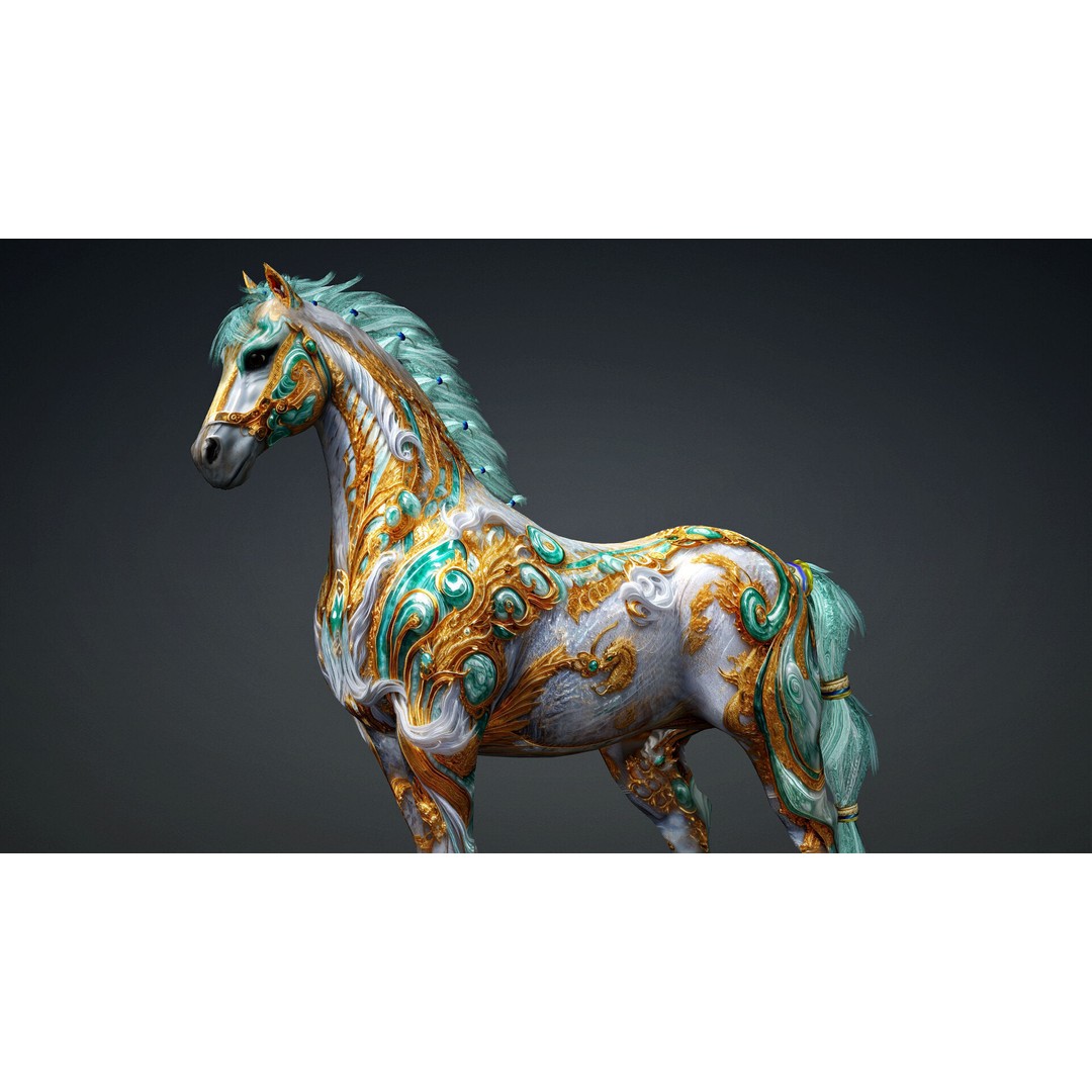 Horse 3D Model – Rigged PBR Animal Asset for Animation - View 3