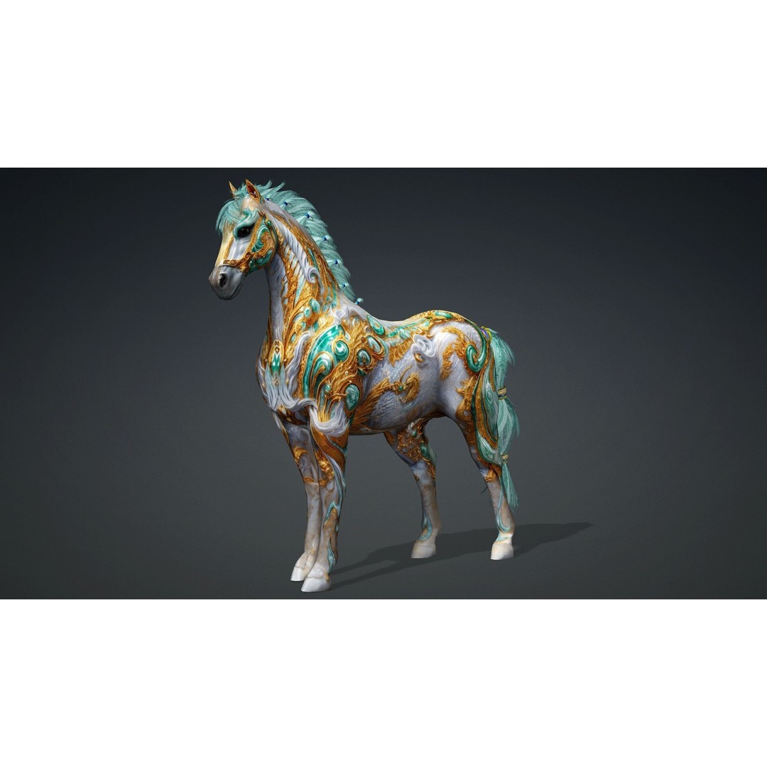 Horse 3D Model – Rigged PBR Animal Asset for Animation - View 4