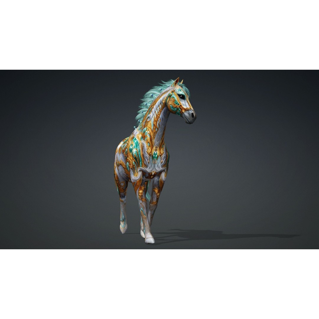 Horse 3D Model – Rigged PBR Animal Asset for Animation - View 8