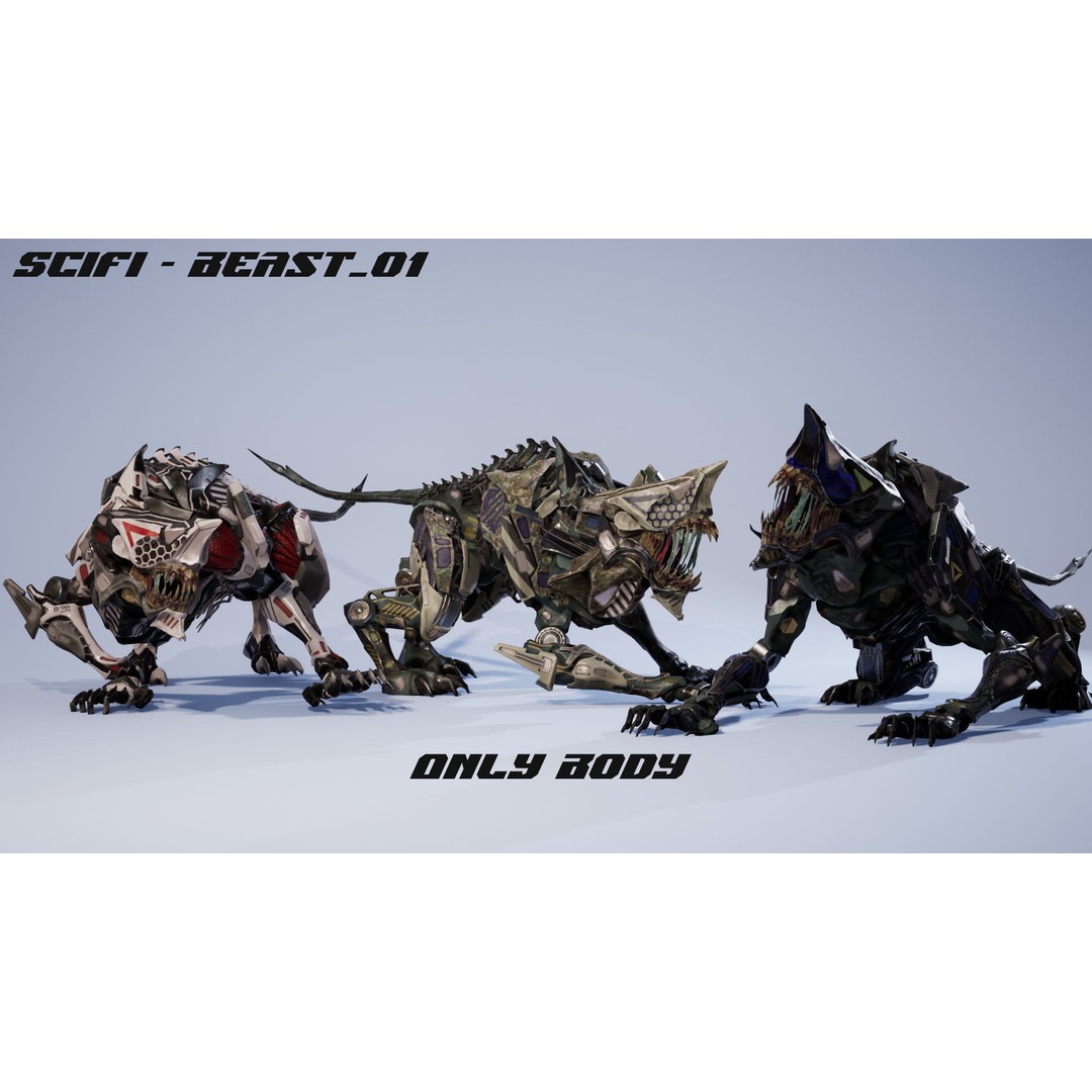 SciFi Beast Ghoul 3D Model – Low Poly Animated Character, FBX - View 3