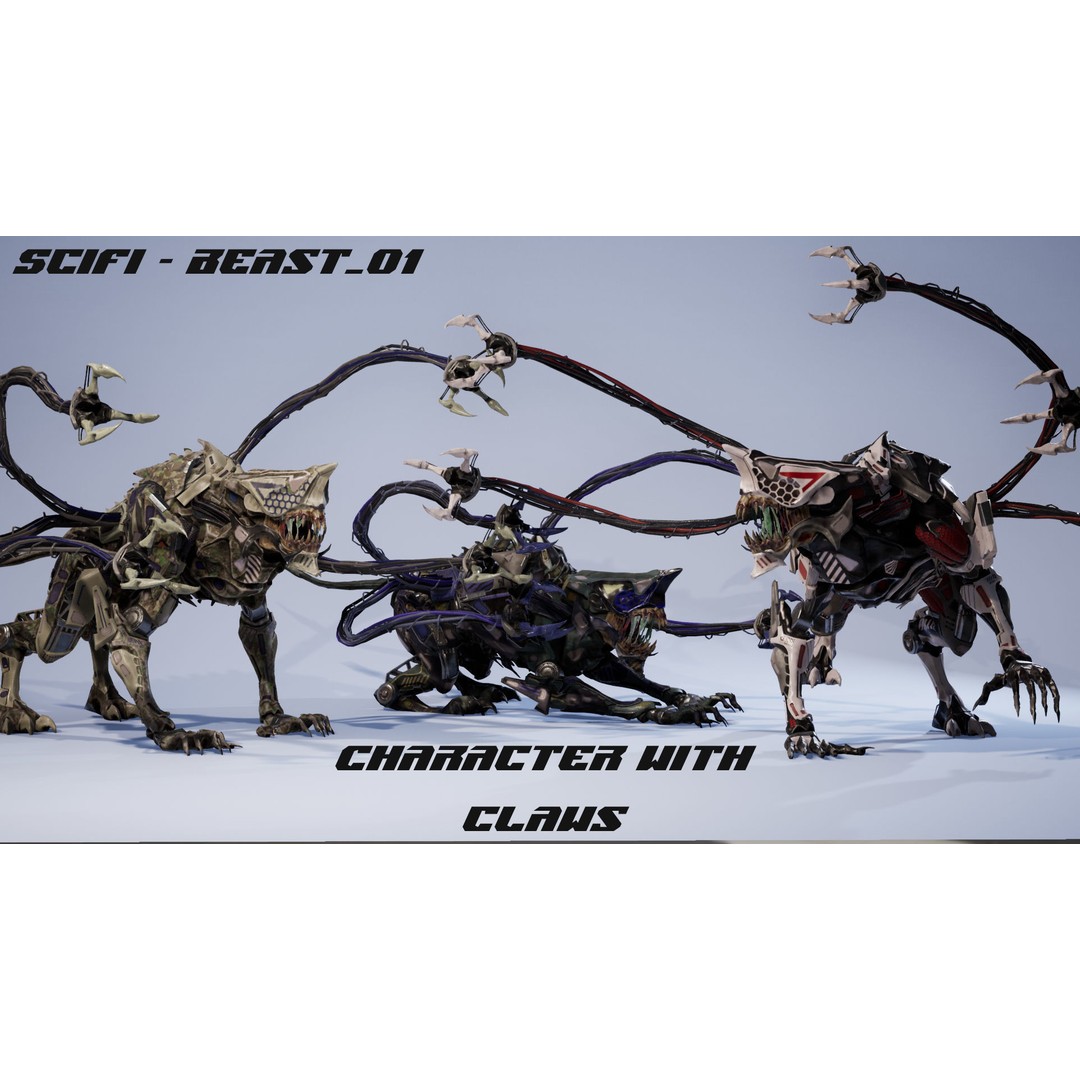 SciFi Beast Ghoul 3D Model – Low Poly Animated Character, FBX - View 4