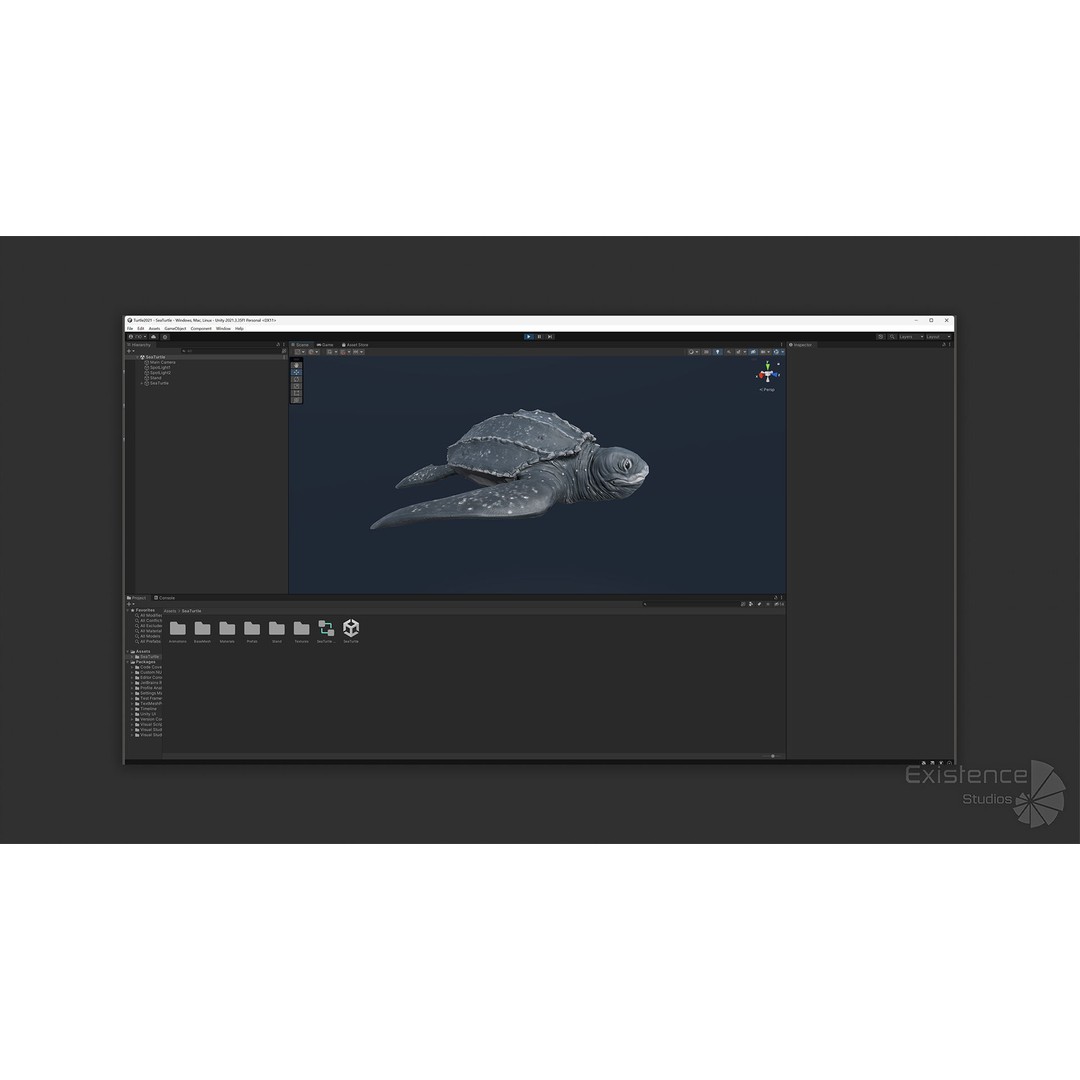 Sea Turtle 3D Model – Low Poly Rigged Creature with PBR Textures