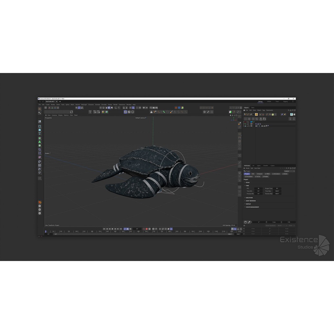 Sea Turtle 3D Model – Low Poly Rigged Creature with PBR Textures - View 14