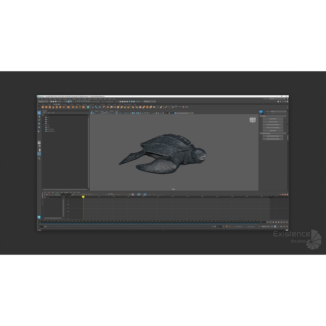 Sea Turtle 3D Model – Low Poly Rigged Creature with PBR Textures - View 16