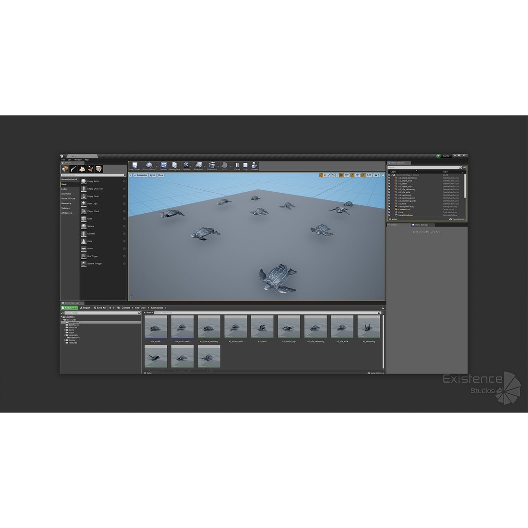 Sea Turtle 3D Model – Low Poly Rigged Creature with PBR Textures - View 24