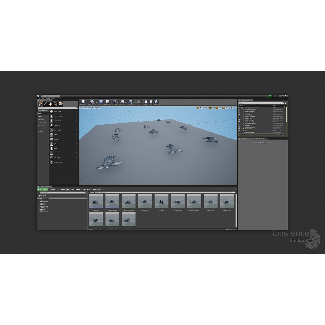 Sea Turtle 3D Model – Low Poly Rigged Creature with PBR Textures - View 25