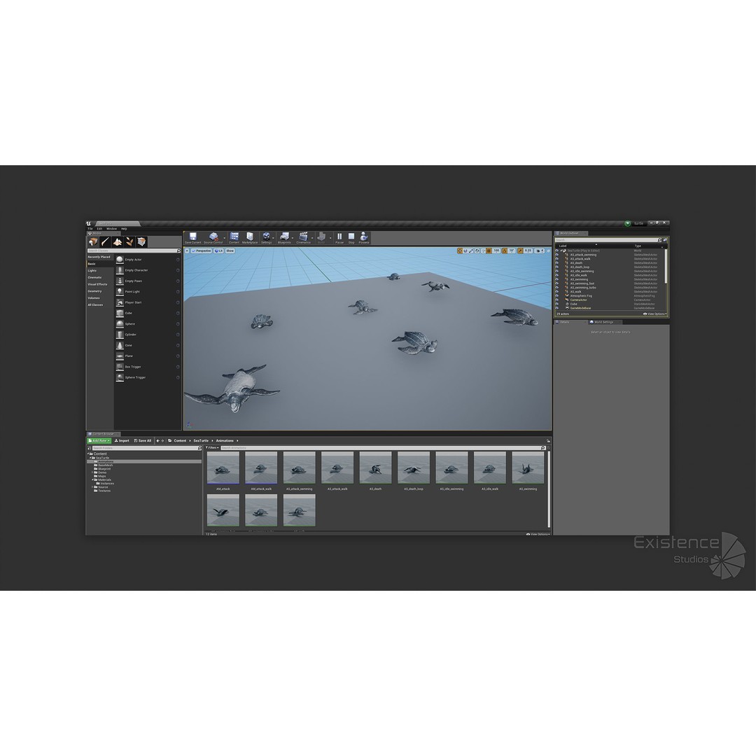 Sea Turtle 3D Model – Low Poly Rigged Creature with PBR Textures - View 26