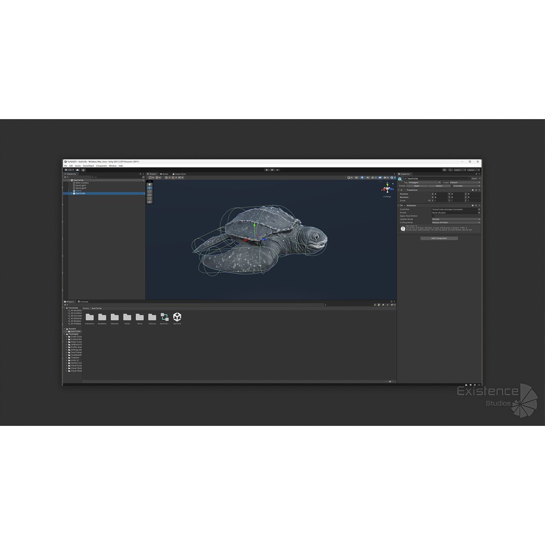 Sea Turtle 3D Model – Low Poly Rigged Creature with PBR Textures - View 33