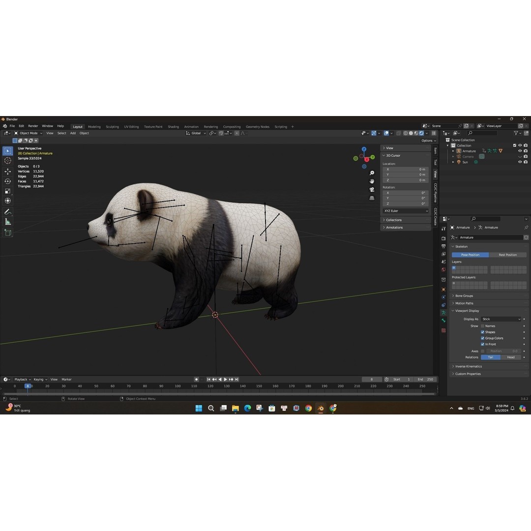 Panda 3D Model – Rigged Animated Character with PBR Textures - View 18