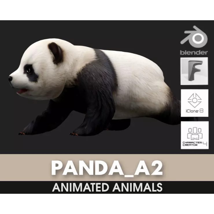 Panda 3D Model – Rigged Animated Character with PBR Textures - View 2