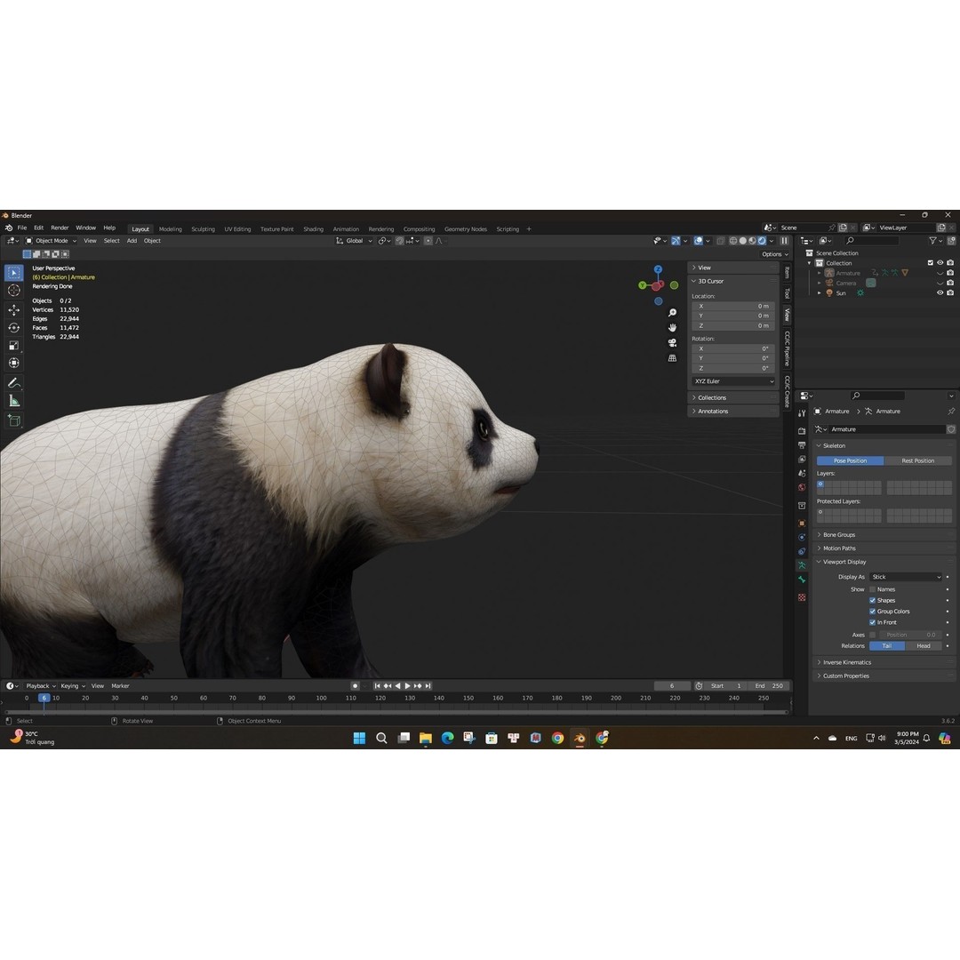 Panda 3D Model – Rigged Animated Character with PBR Textures - View 21