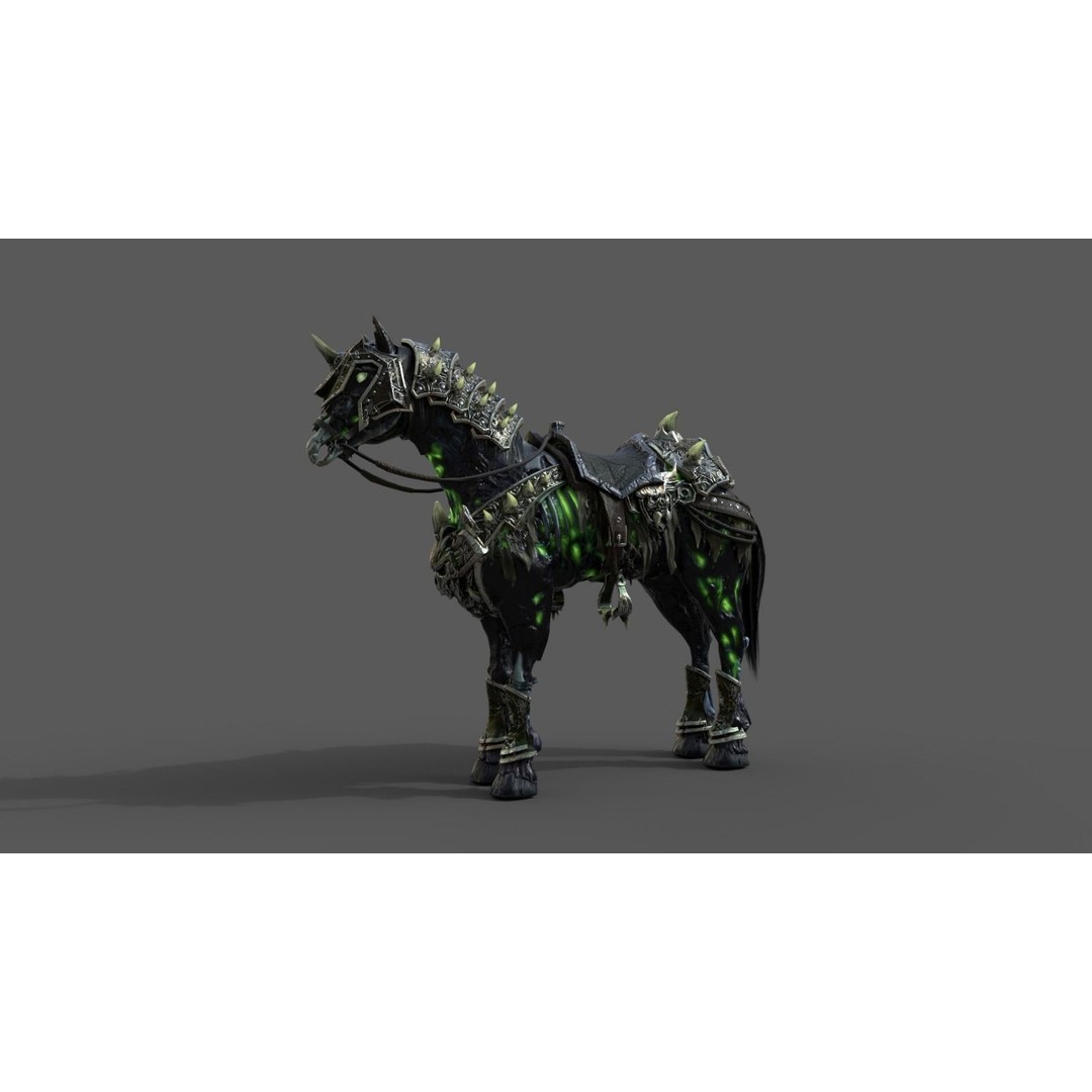 Undead Horse 3D Model – Low Poly Fantasy Character, FBX, Rigged - View 11