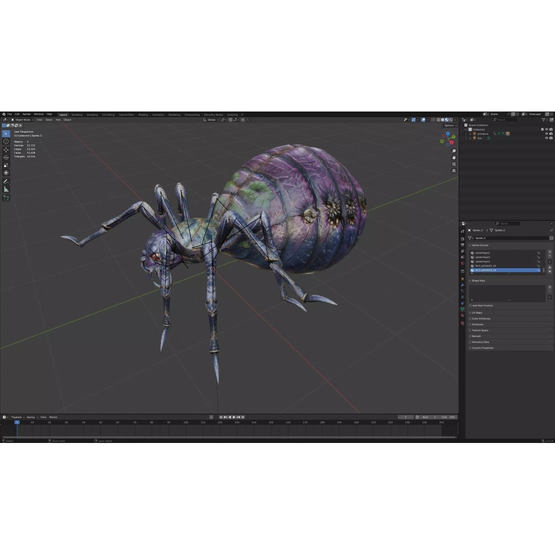 Spider-C3 3D Model – Low Poly Rigged Insect with PBR Textures - View 19