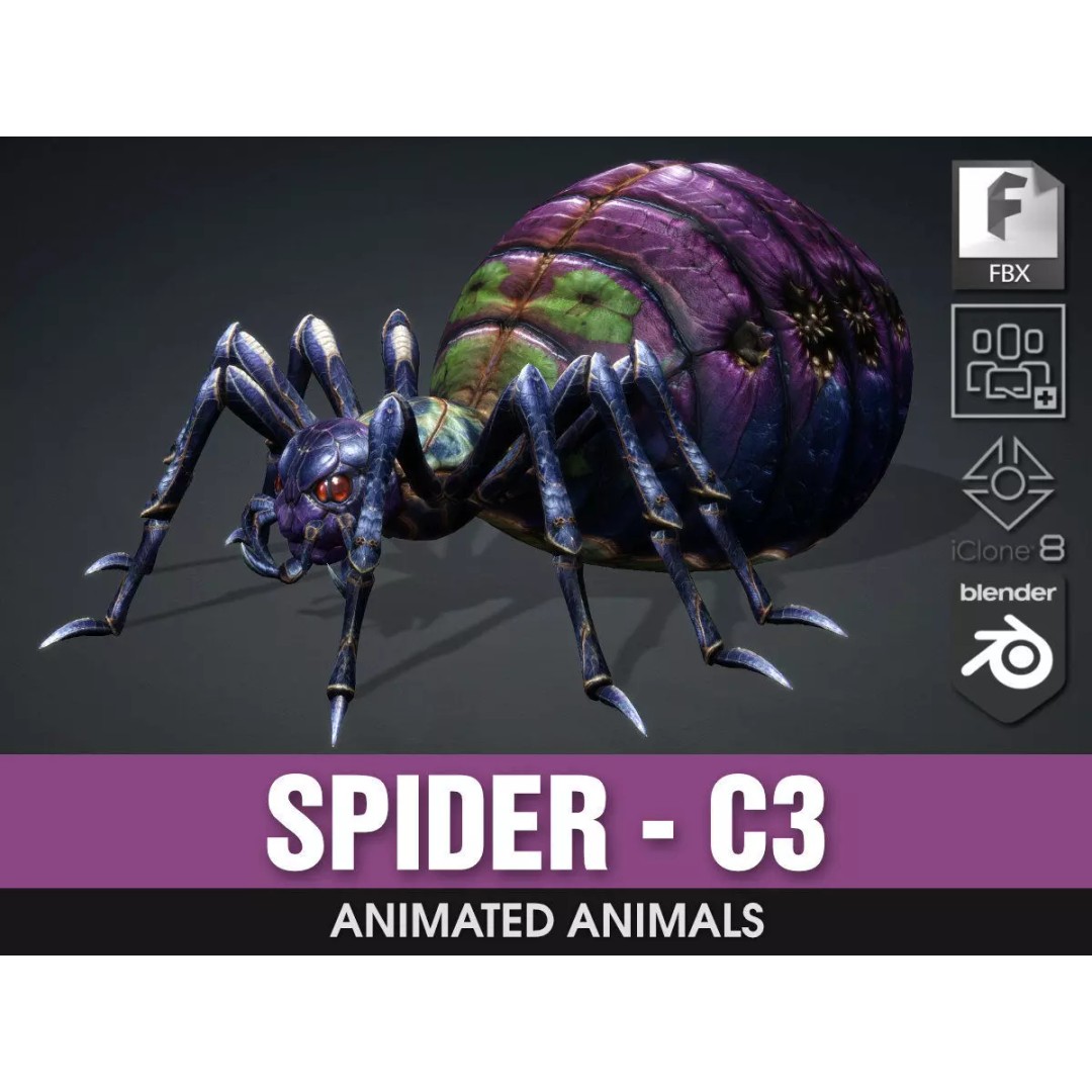 Spider-C3 3D Model – Low Poly Rigged Insect with PBR Textures - View 2