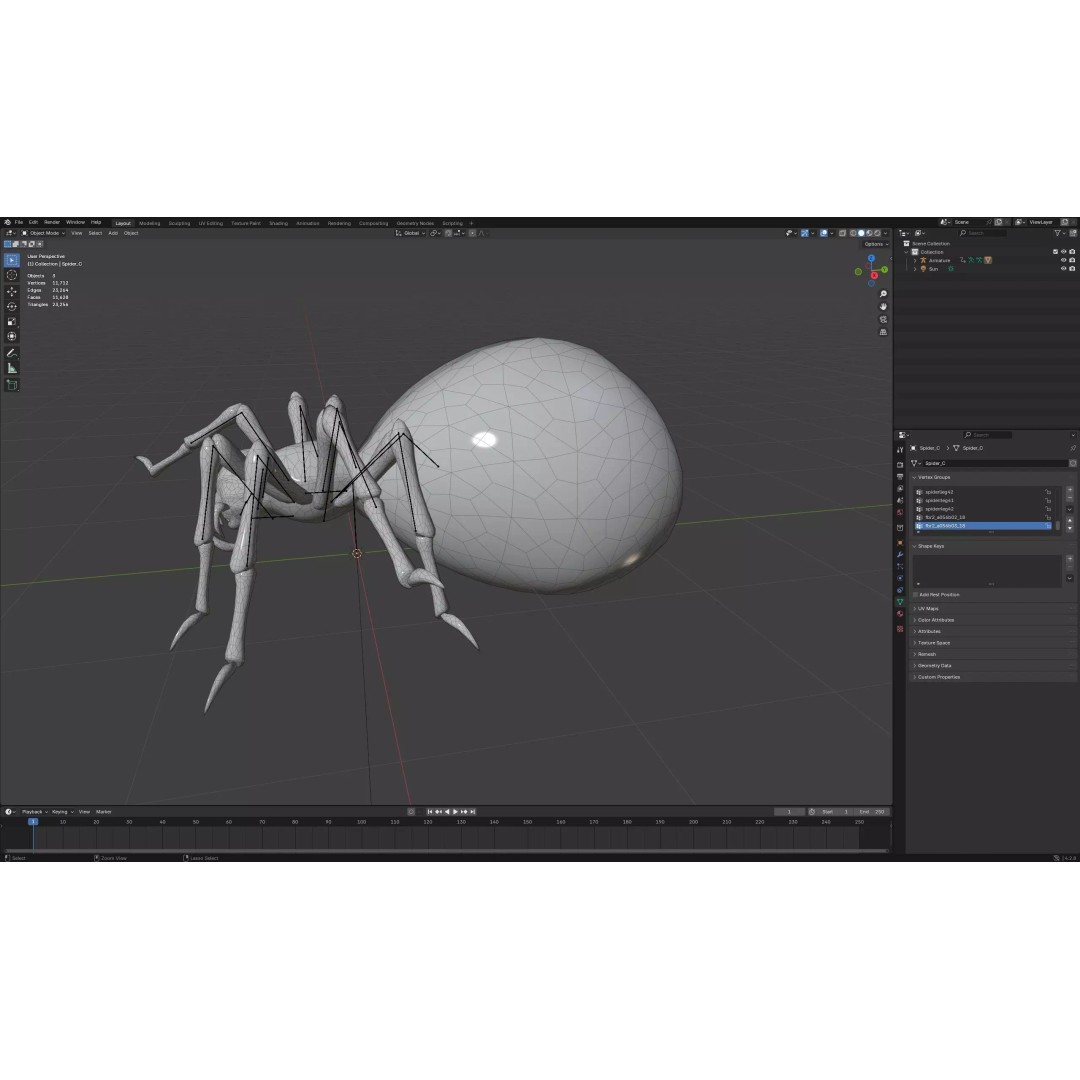 Spider-C3 3D Model – Low Poly Rigged Insect with PBR Textures - View 20
