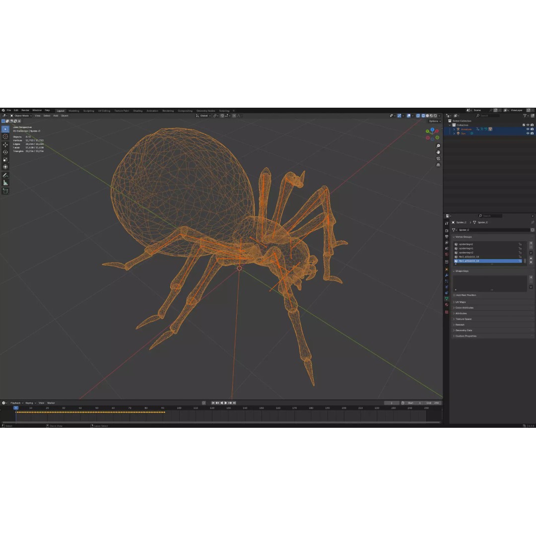 Spider-C3 3D Model – Low Poly Rigged Insect with PBR Textures - View 21