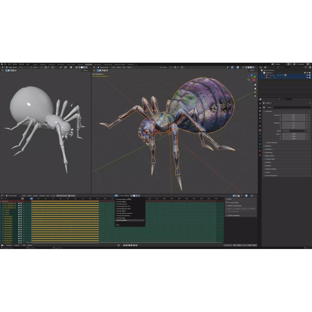 Spider-C3 3D Model – Low Poly Rigged Insect with PBR Textures - View 22