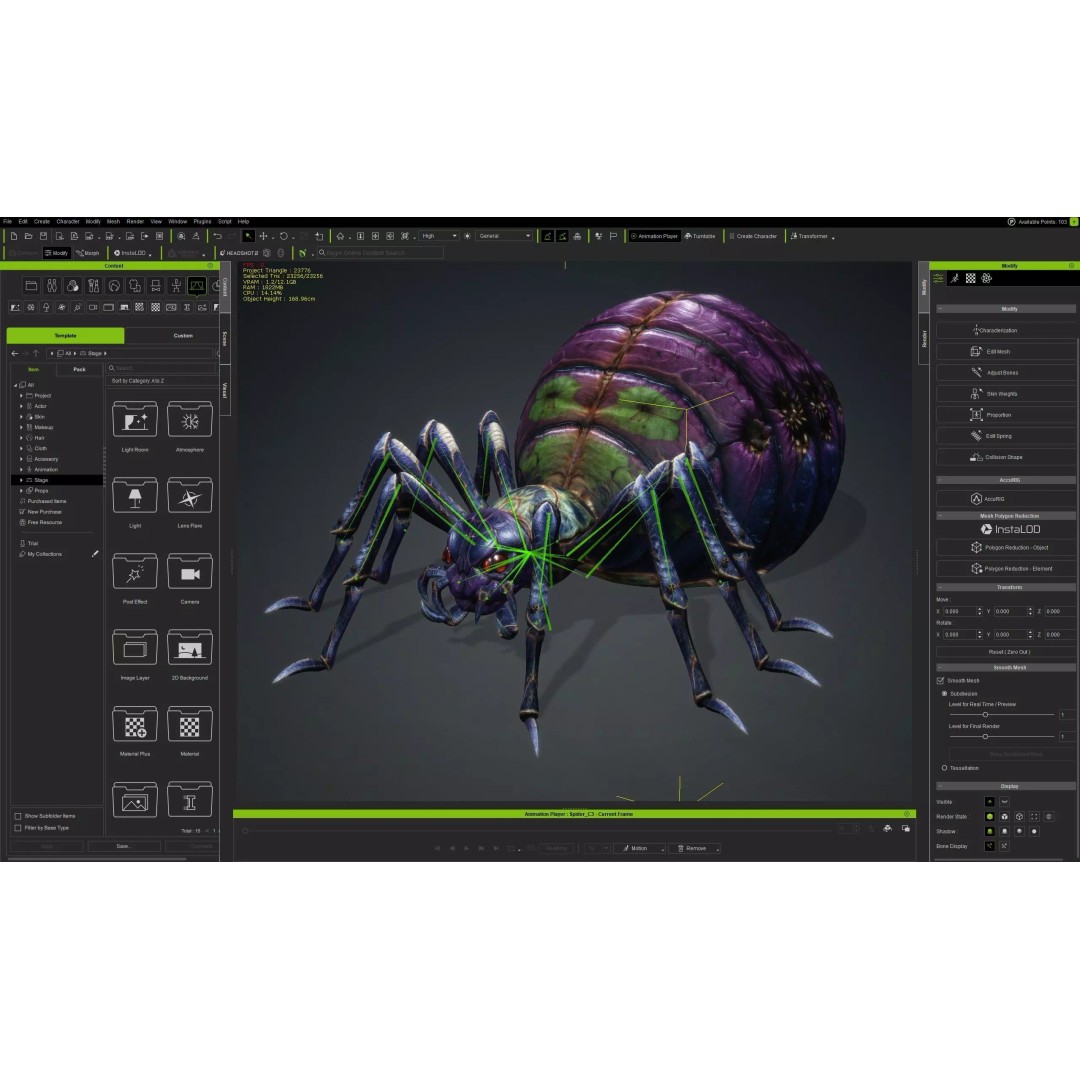 Spider-C3 3D Model – Low Poly Rigged Insect with PBR Textures - View 24