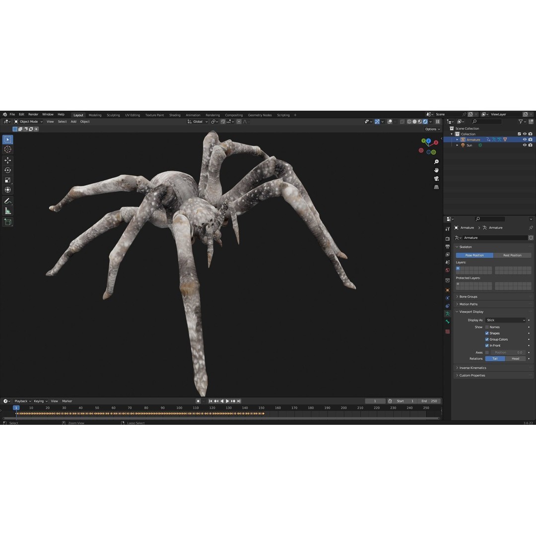 Spider 3D Model – Rigged Animated Insect Asset for Blender, FBX
