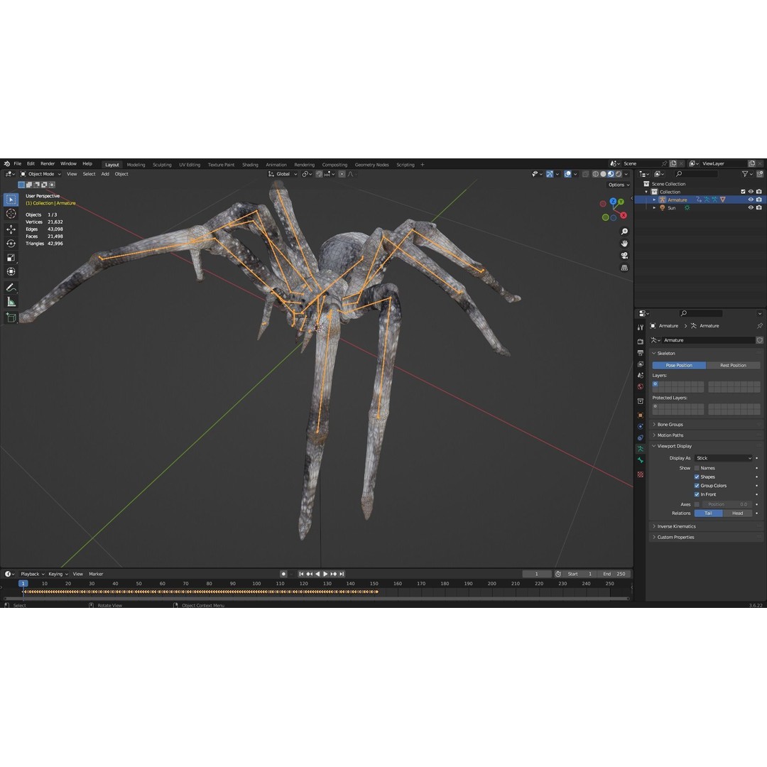 Spider 3D Model – Rigged Animated Insect Asset for Blender, FBX - View 14