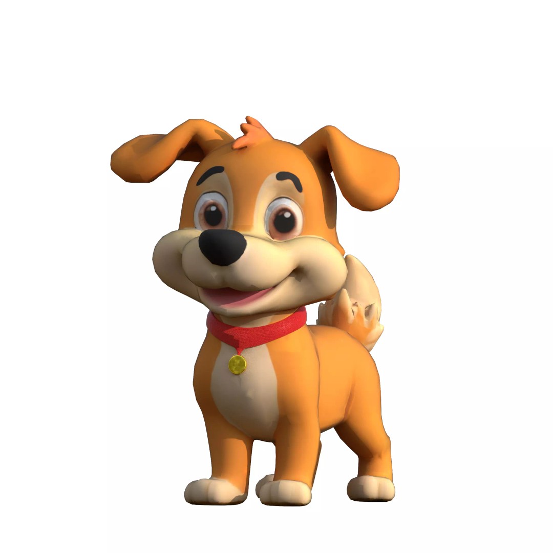 Cartoon Dog 3D Model – Low Poly Game Ready Character, FBX - View 2