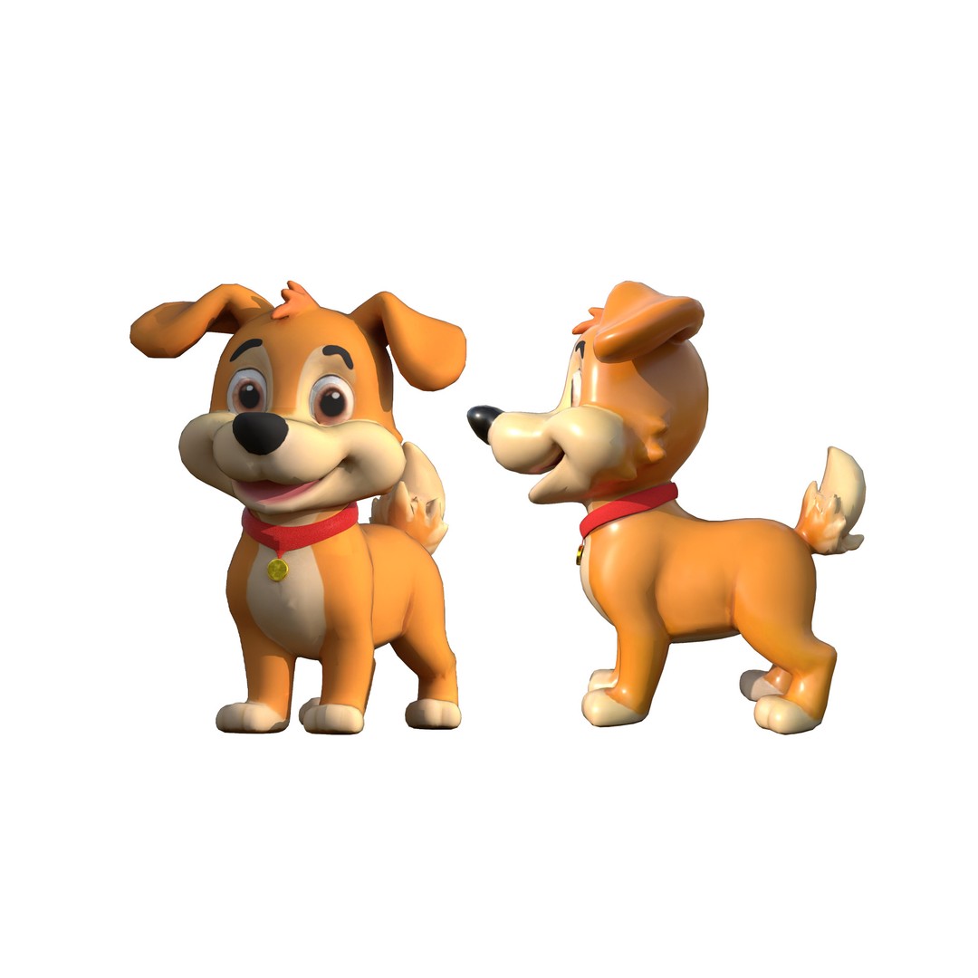 Cartoon Dog 3D Model – Low Poly Game Ready Character, FBX - View 3