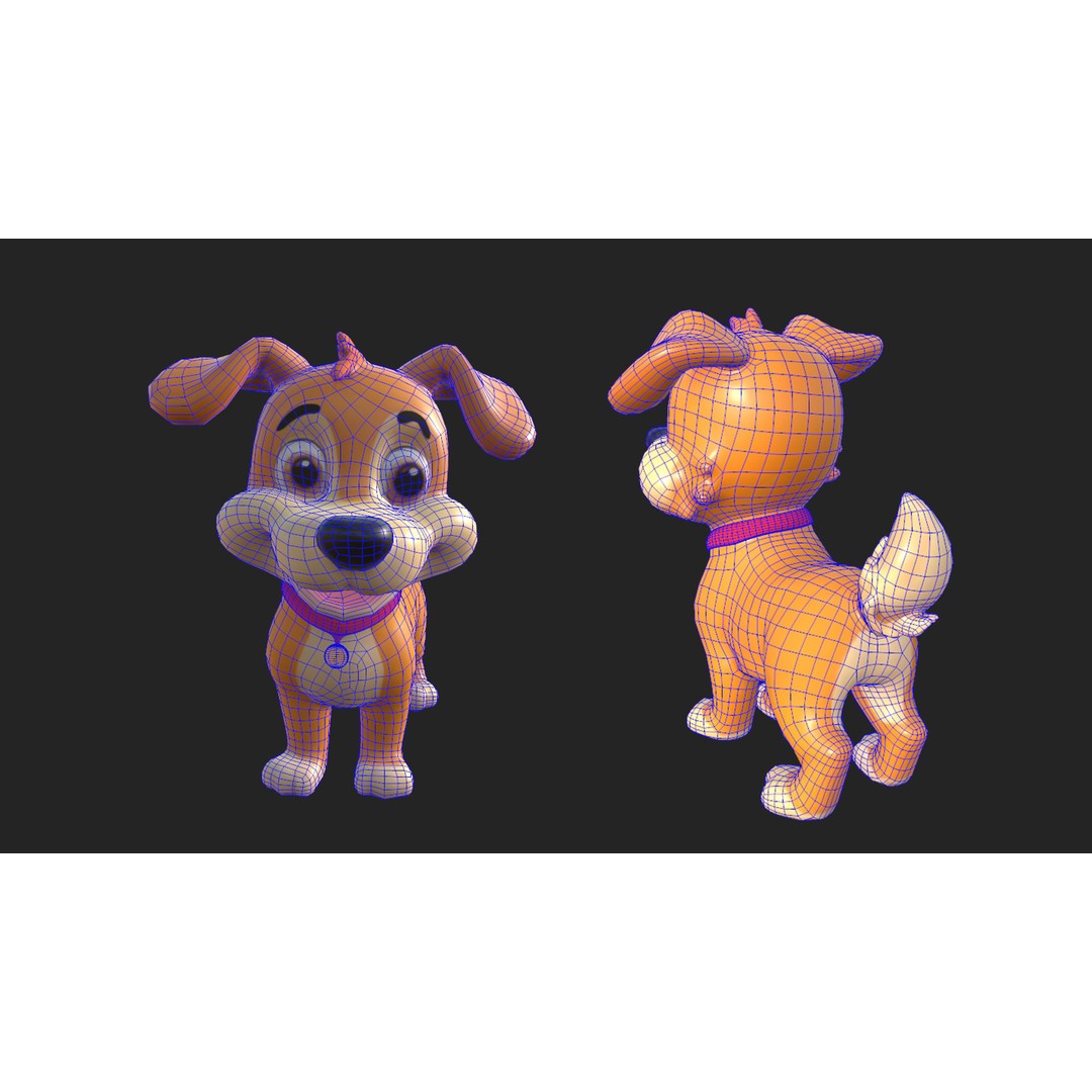 Cartoon Dog 3D Model – Low Poly Game Ready Character, FBX - View 6