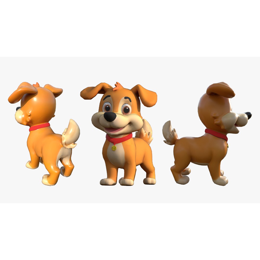 Cartoon Dog 3D Model – Low Poly Game Ready Character, FBX - View 7