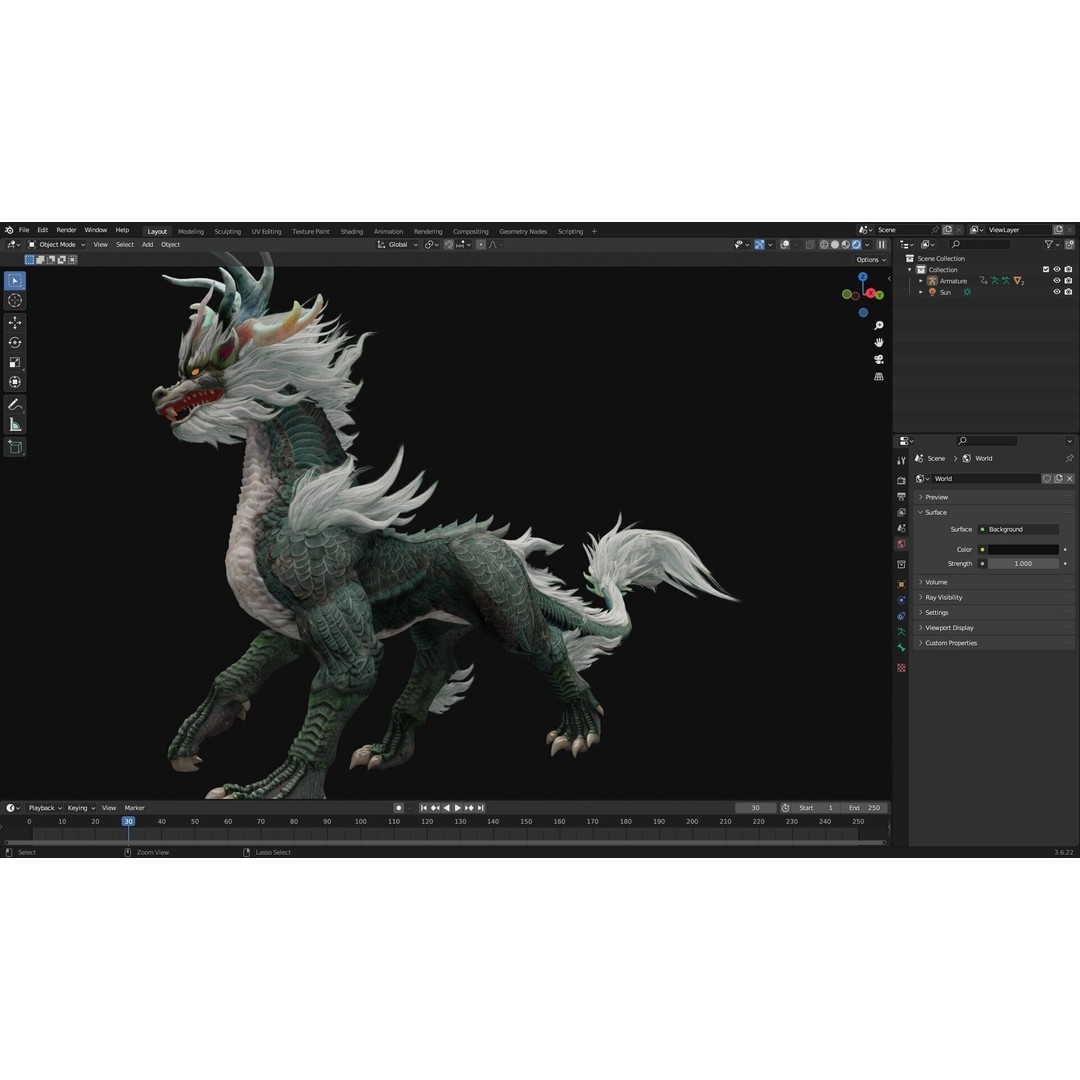 Qilin-C5 3D Model – Rigged Animated Character with PBR Textures