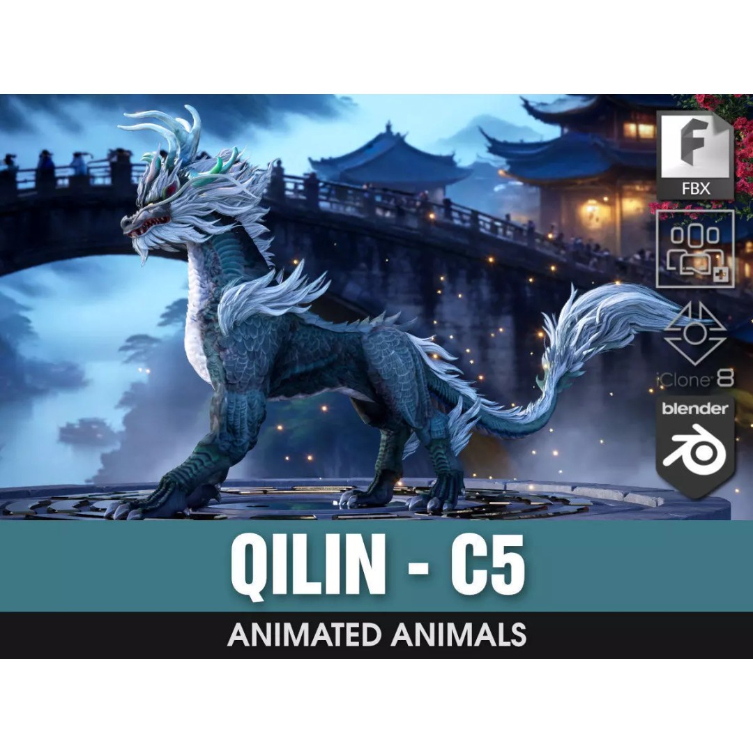 Qilin-C5 3D Model – Rigged Animated Character with PBR Textures - View 2
