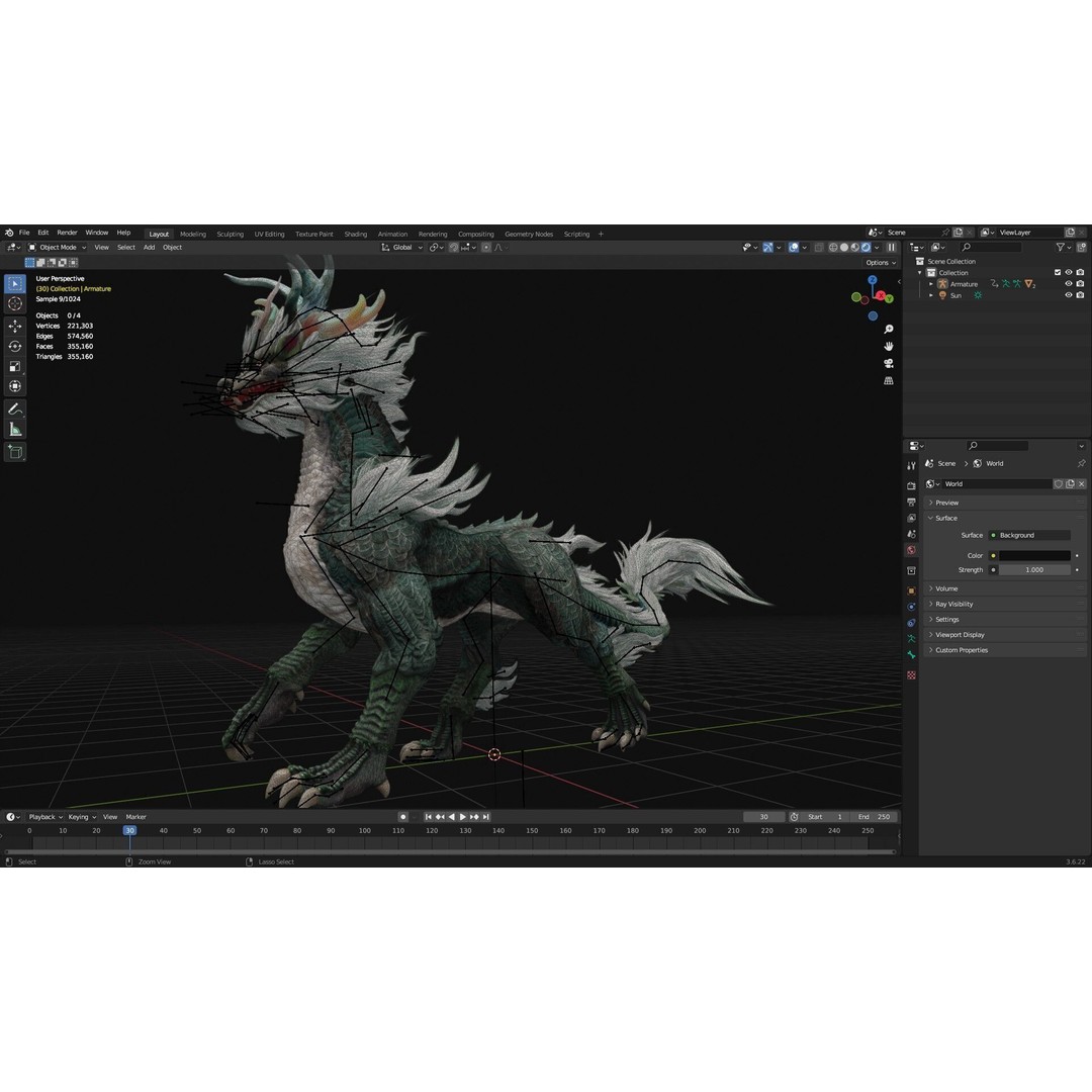 Qilin-C5 3D Model – Rigged Animated Character with PBR Textures - View 22