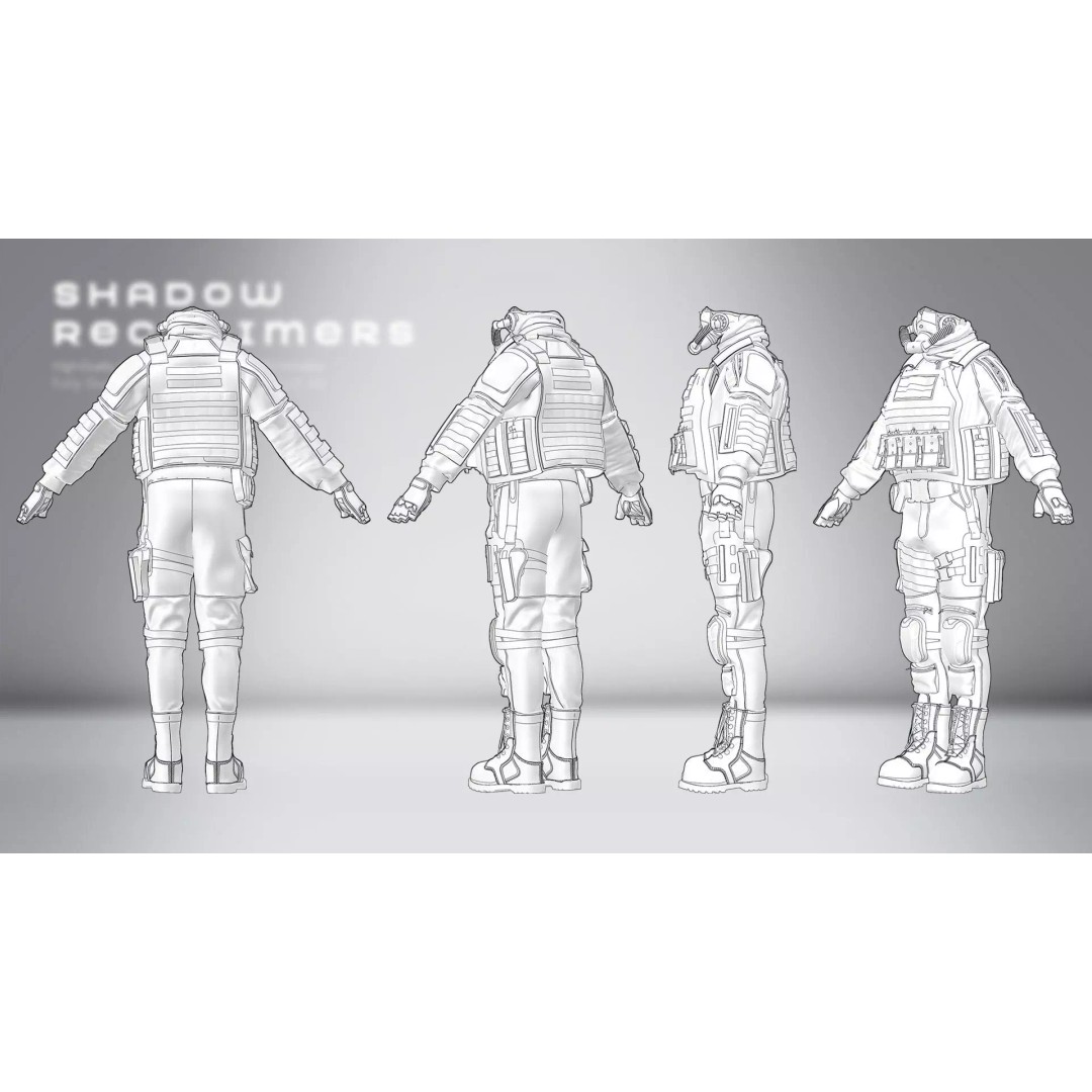 Shadow Reclaimers Tactical Outfit Set 3D Model – Game-Ready PBR Textures