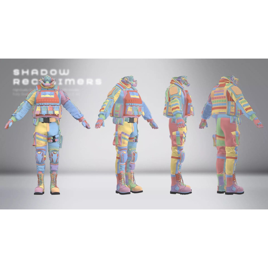 Shadow Reclaimers Tactical Outfit Set 3D Model – Game-Ready PBR Textures - View 17