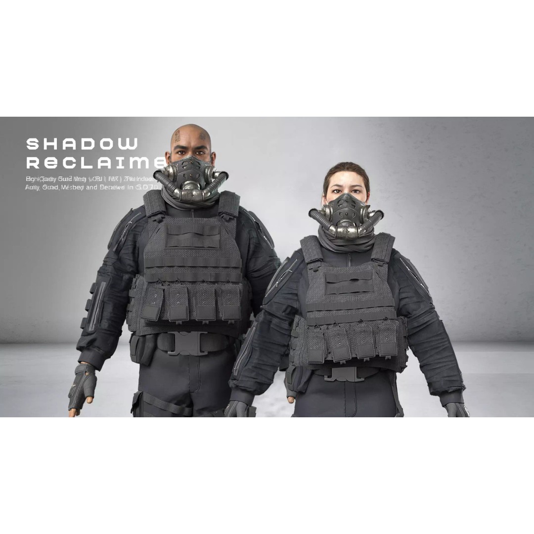Shadow Reclaimers Tactical Outfit Set 3D Model – Game-Ready PBR Textures - View 3