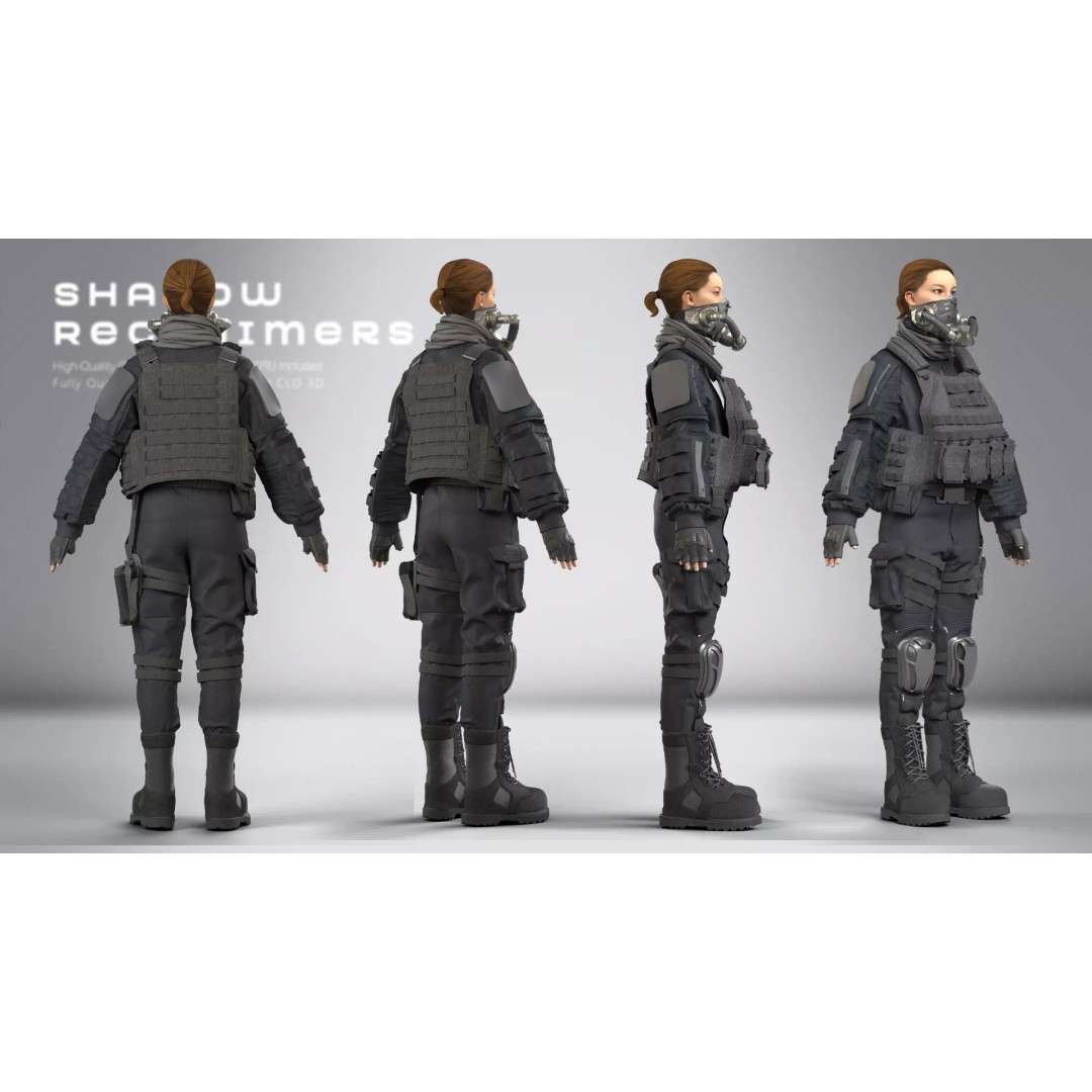 Shadow Reclaimers Tactical Outfit Set 3D Model – Game-Ready PBR Textures - View 8