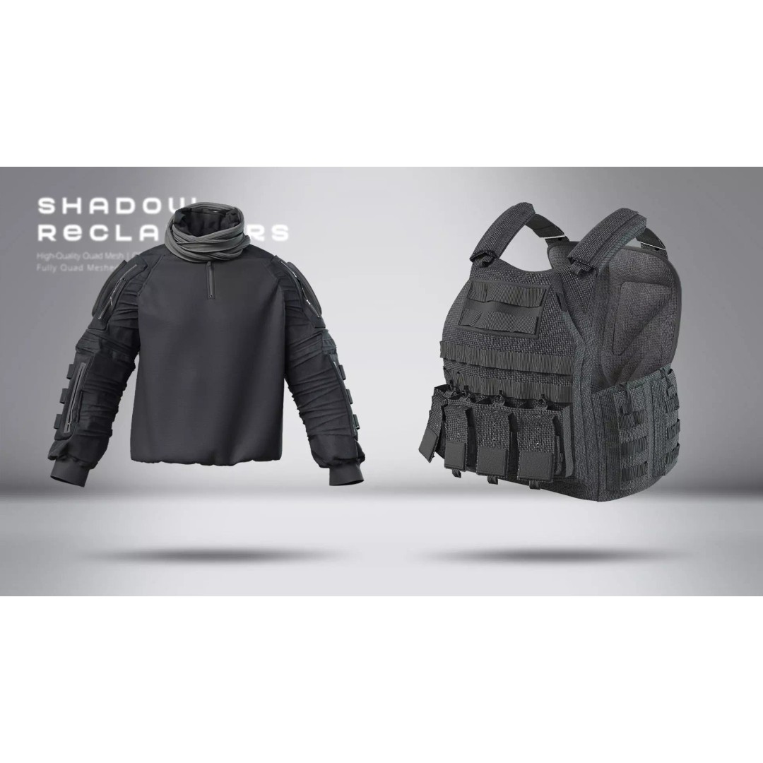 Shadow Reclaimers Tactical Outfit Set 3D Model – Game-Ready PBR Textures - View 9