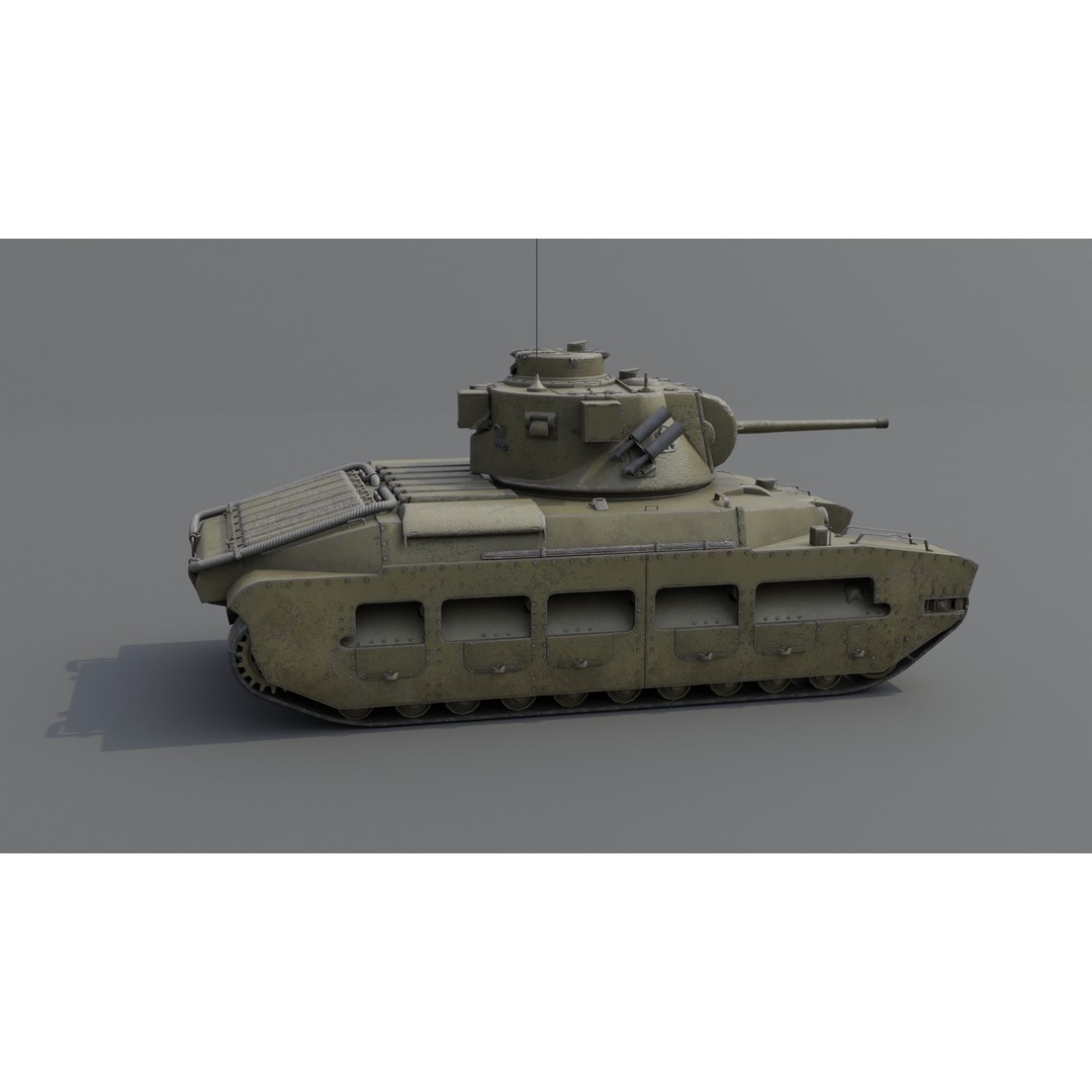 Matilda II Infantry Tank 3D Model – Low Poly PBR Game Asset, FBX, Blender