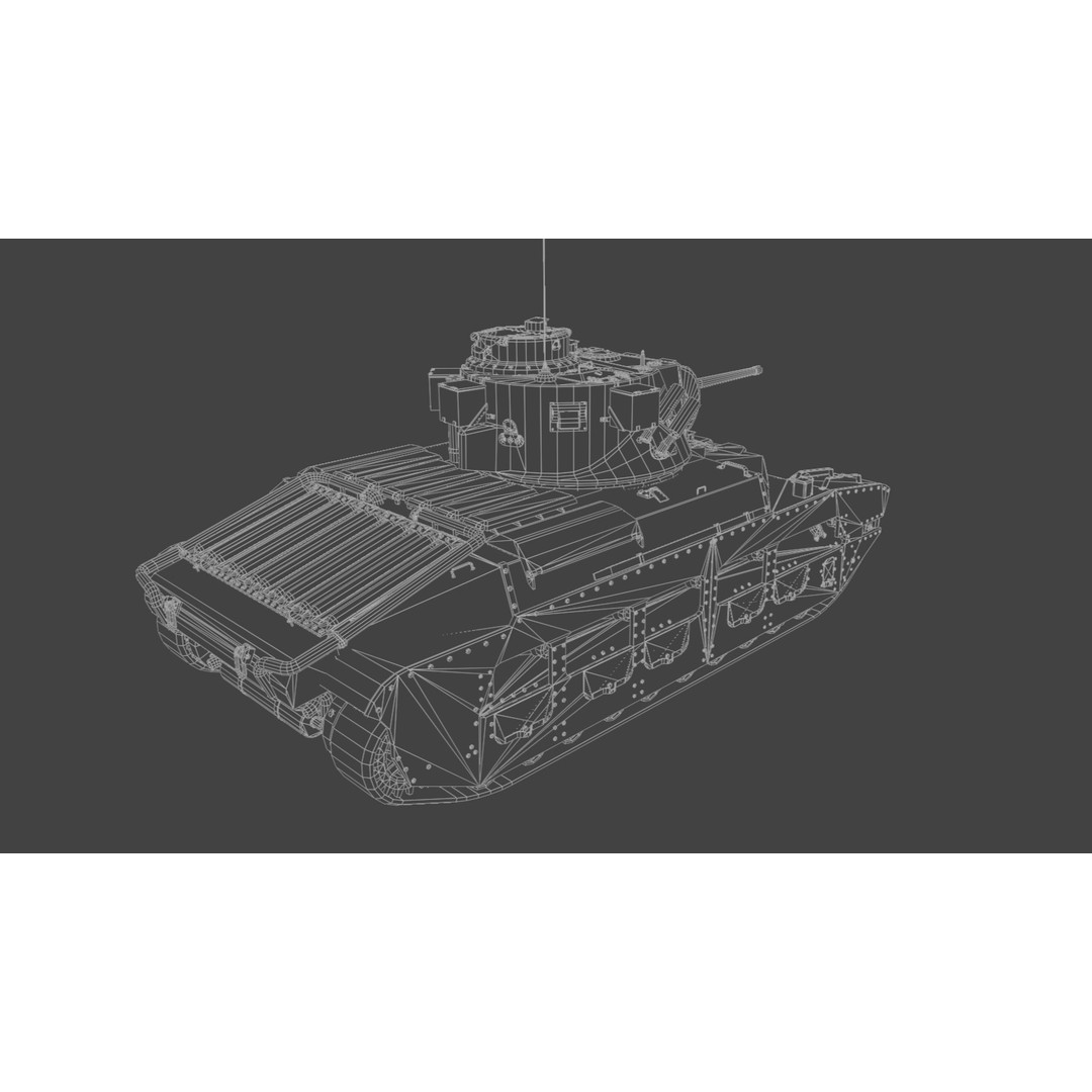 Matilda II Infantry Tank 3D Model – Low Poly PBR Game Asset, FBX, Blender - View 12