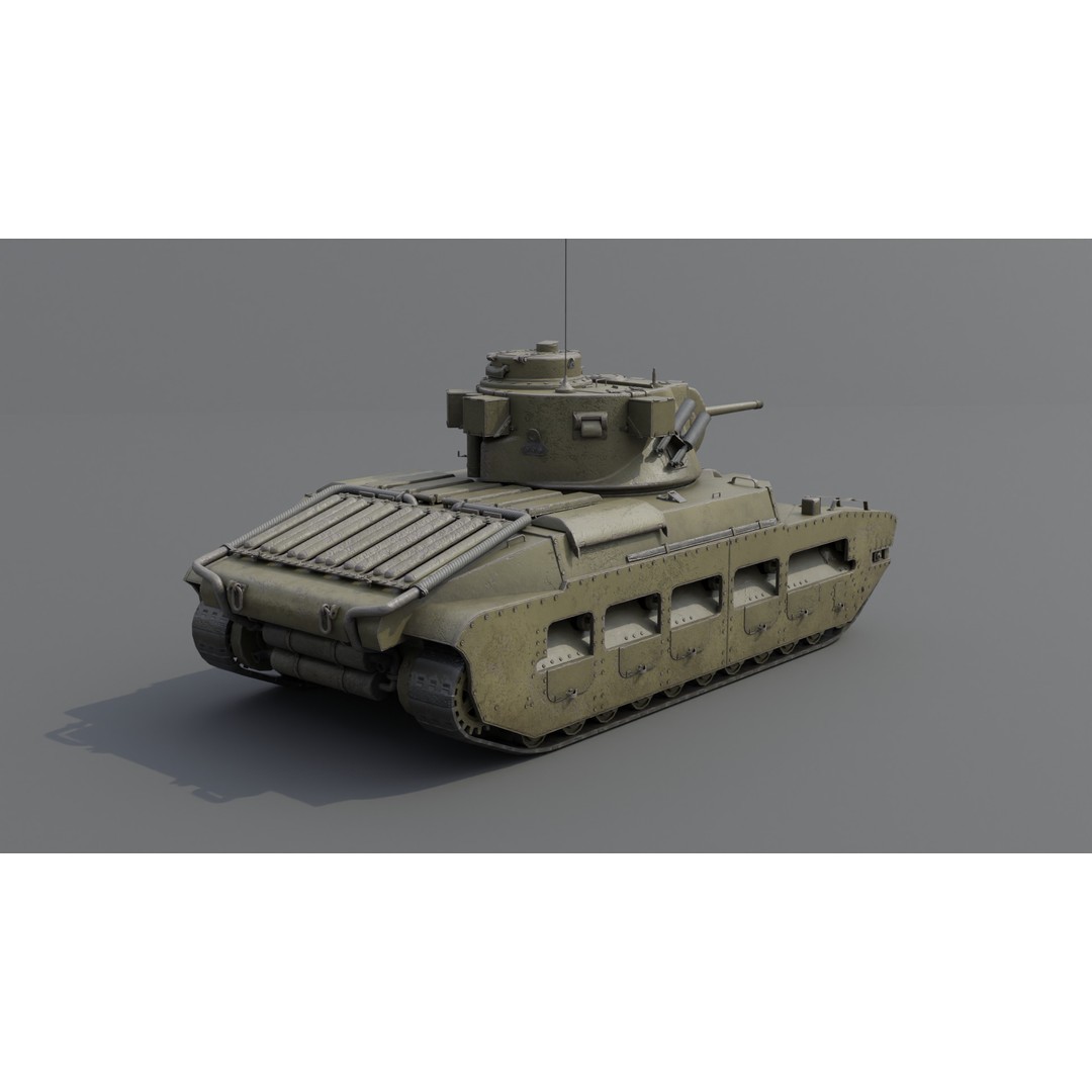 Matilda II Infantry Tank 3D Model – Low Poly PBR Game Asset, FBX, Blender - View 14