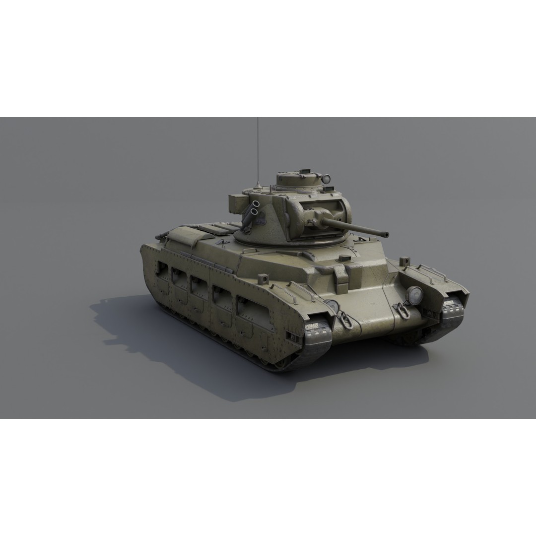 Matilda II Infantry Tank 3D Model – Low Poly PBR Game Asset, FBX, Blender - View 15