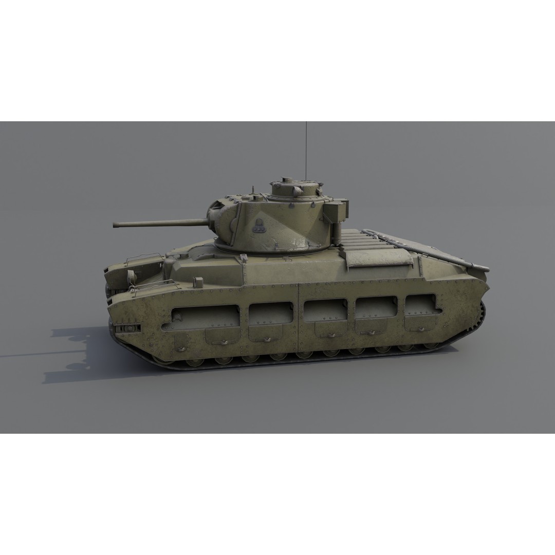Matilda II Infantry Tank 3D Model – Low Poly PBR Game Asset, FBX, Blender - View 16