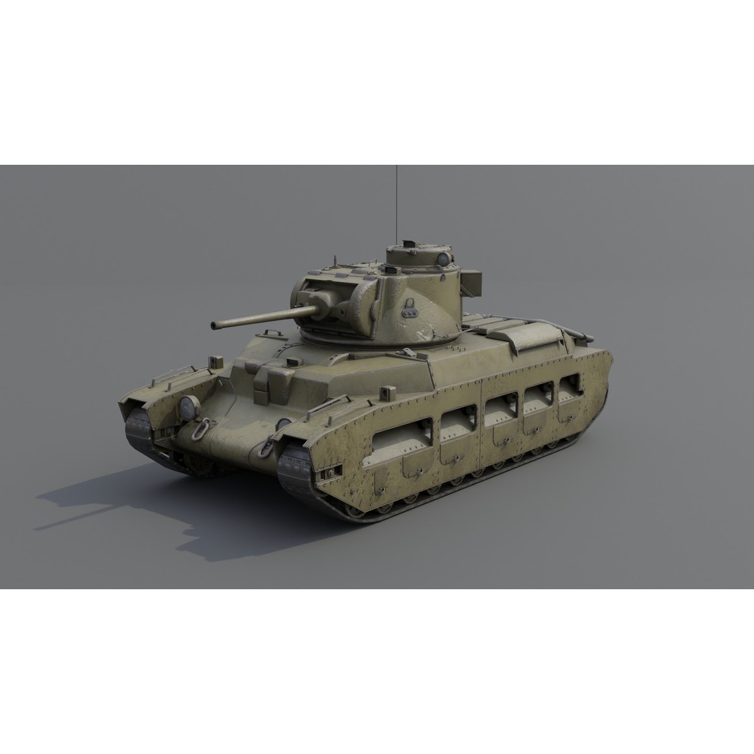Matilda II Infantry Tank 3D Model – Low Poly PBR Game Asset, FBX, Blender - View 17