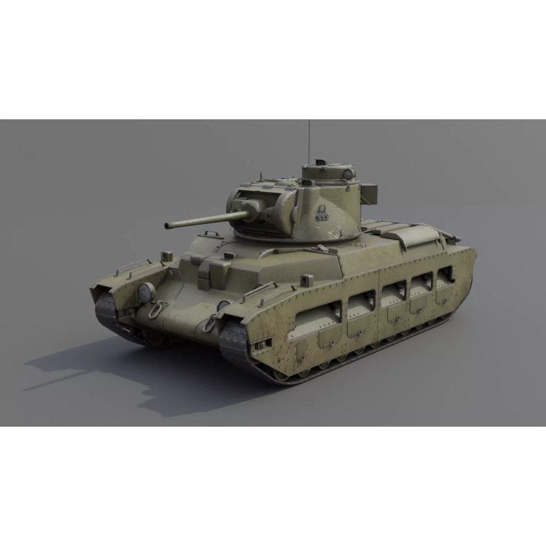 Matilda II Infantry Tank 3D Model – Low Poly PBR Game Asset, FBX, Blender - View 2