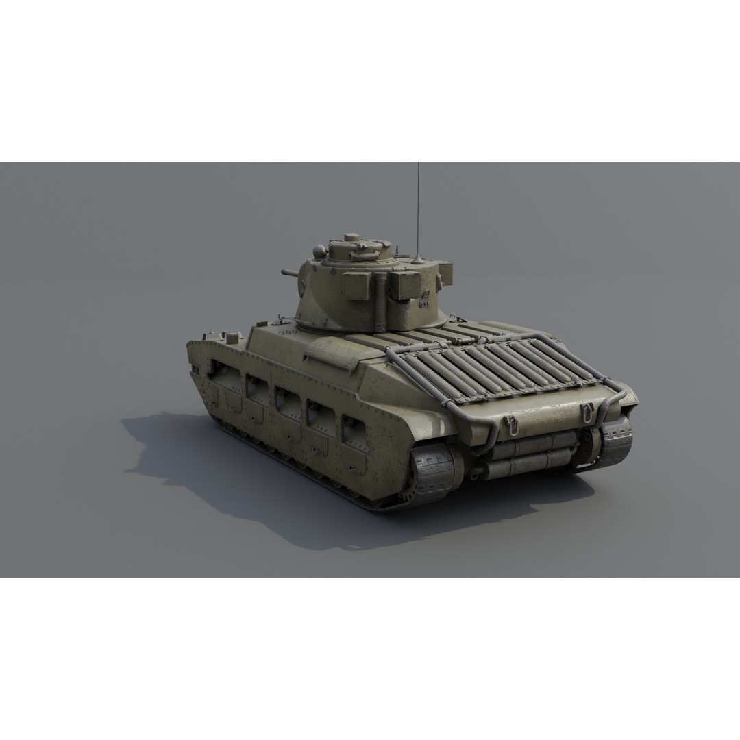 Matilda II Infantry Tank 3D Model – Low Poly PBR Game Asset, FBX, Blender - View 24