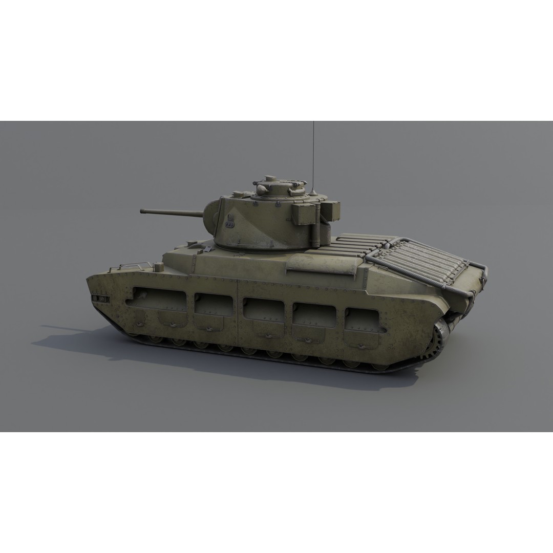 Matilda II Infantry Tank 3D Model – Low Poly PBR Game Asset, FBX, Blender - View 25