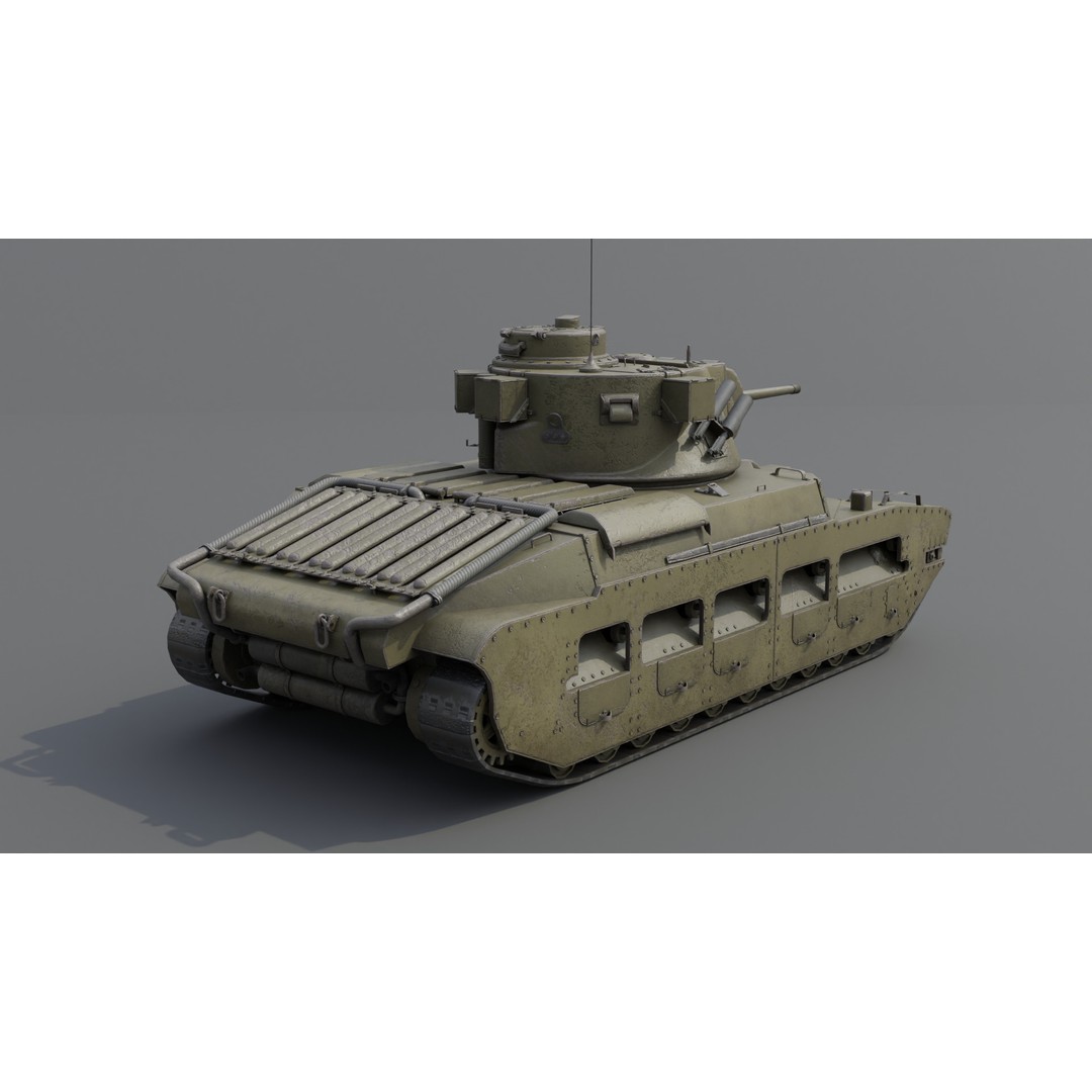 Matilda II Infantry Tank 3D Model – Low Poly PBR Game Asset, FBX, Blender - View 4