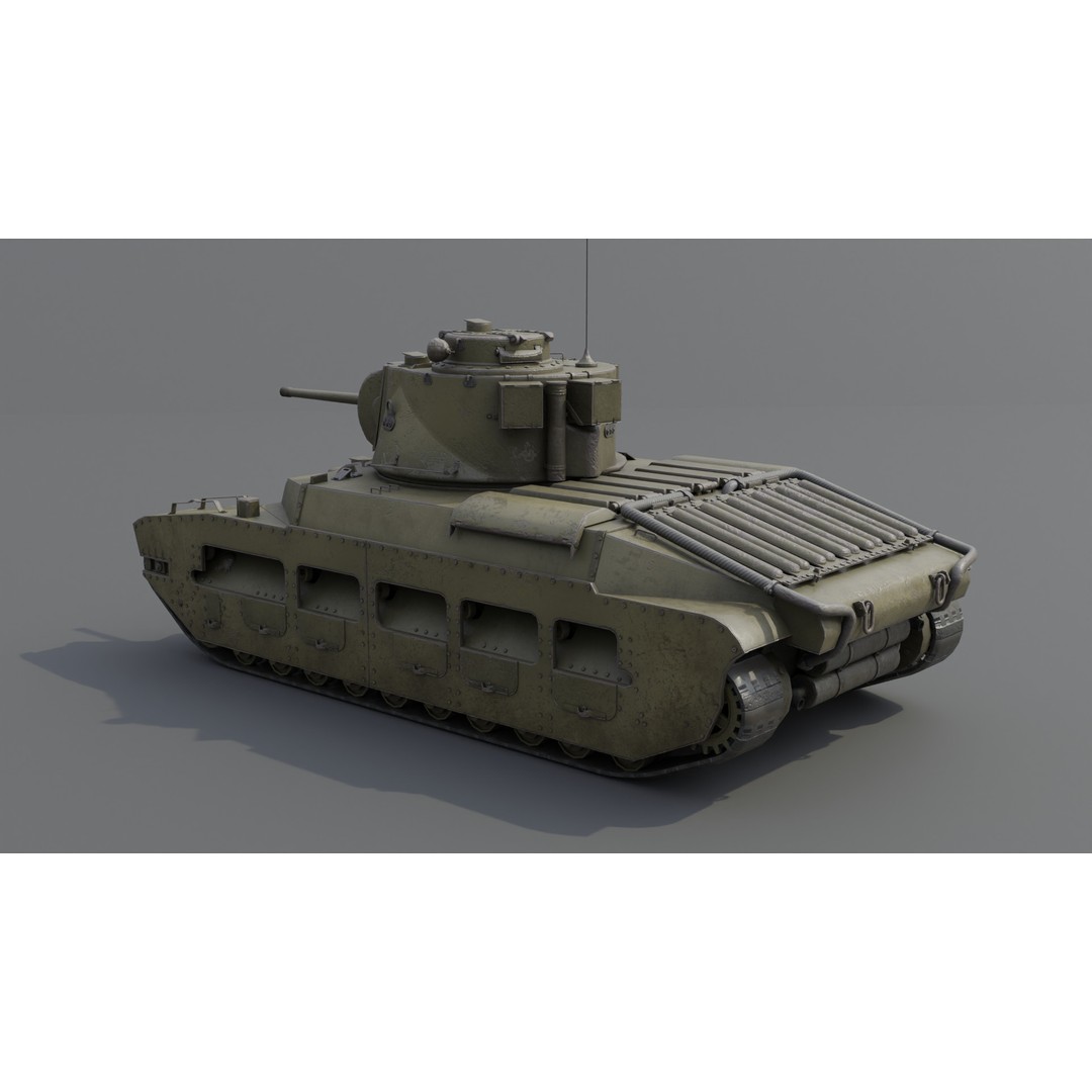 Matilda II Infantry Tank 3D Model – Low Poly PBR Game Asset, FBX, Blender - View 5