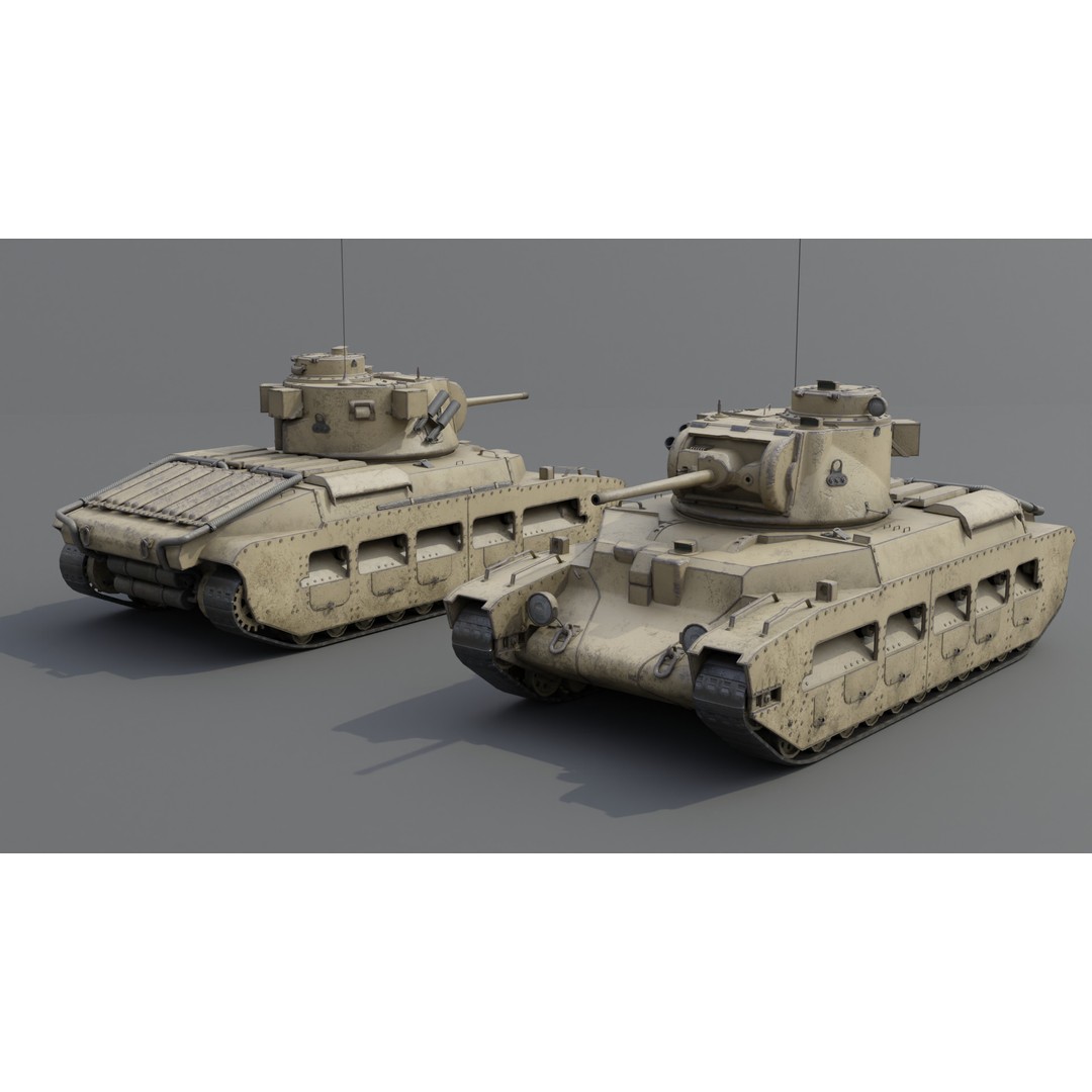 Matilda II Infantry Tank 3D Model – Low Poly PBR Game Asset, FBX, Blender - View 6