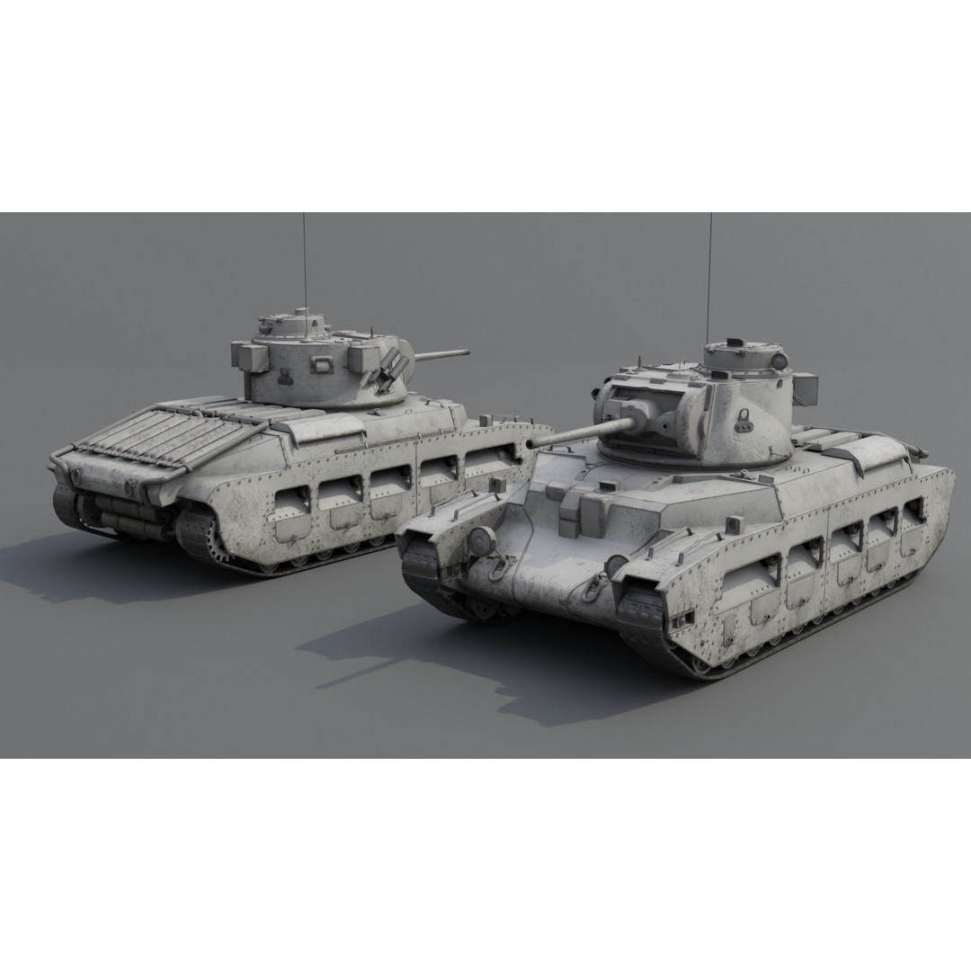 Matilda II Infantry Tank 3D Model – Low Poly PBR Game Asset, FBX, Blender - View 7