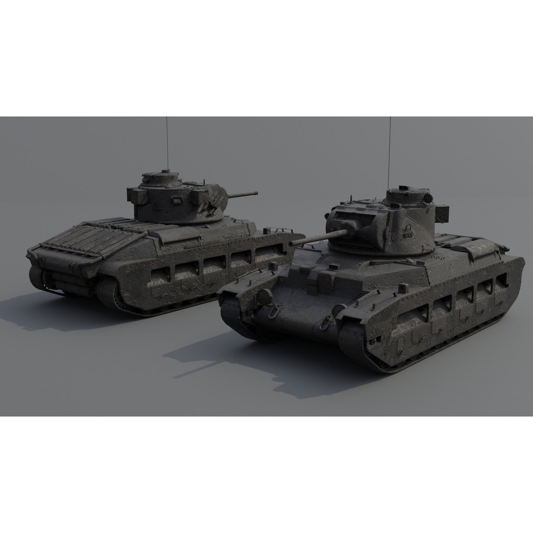Matilda II Infantry Tank 3D Model – Low Poly PBR Game Asset, FBX, Blender - View 8